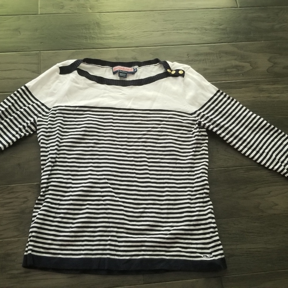 Vineyard vines nautical white and blue stripe M